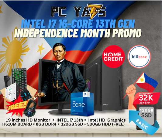Independence Day SALE  Package 15: INTEL i7 13th with 8GB Ram + 19 inches Monitor BLACK Complete Set