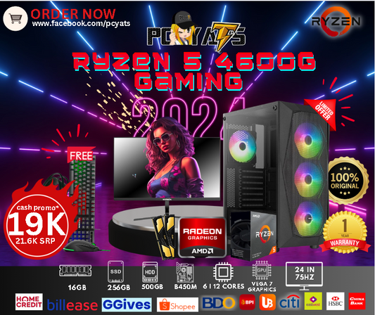 MidGaming Set 3: Ryzen 5 4600G with 16GB Ram + 24 inches 100Hz Monitor Complete Set